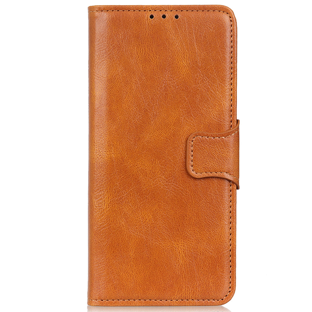 For Samsung Galaxy F34 5G / M34 5G Crazy Horse Texture PU Leather Wallet Case Stand Flip Cell Phone Cover - Brown