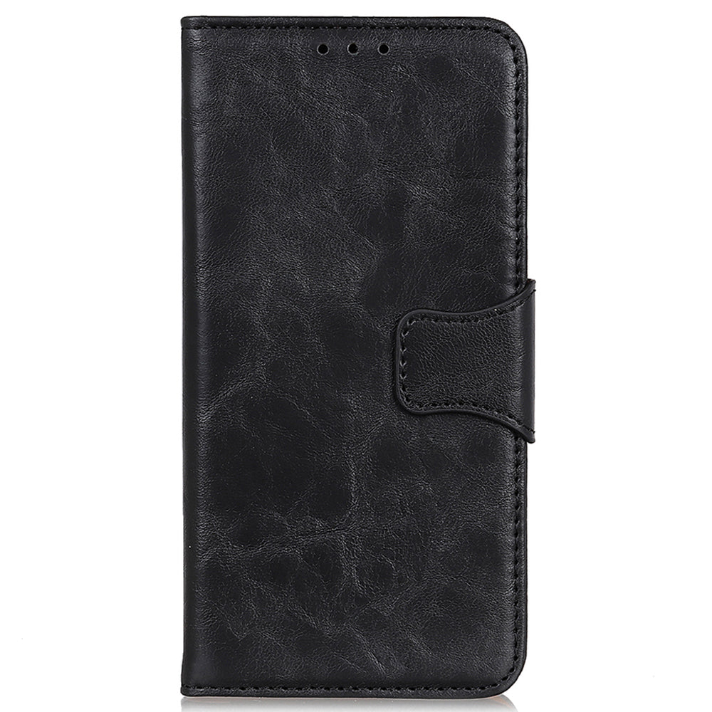 For Samsung Galaxy F34 5G / M34 5G Split Leather Case Crazy Horse Texture Wallet Stand Phone Cover - Black