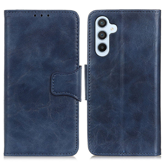 For Samsung Galaxy F34 5G / M34 5G Split Leather Case Crazy Horse Texture Wallet Stand Phone Cover - Blue