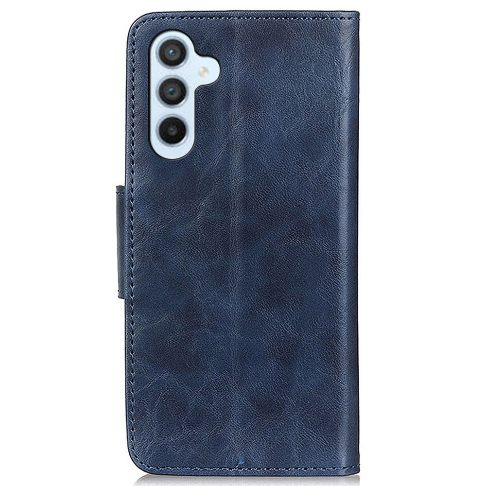 For Samsung Galaxy F34 5G / M34 5G Split Leather Case Crazy Horse Texture Wallet Stand Phone Cover - Blue