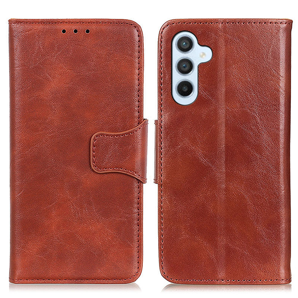 For Samsung Galaxy F34 5G / M34 5G Split Leather Case Crazy Horse Texture Wallet Stand Phone Cover - Brown