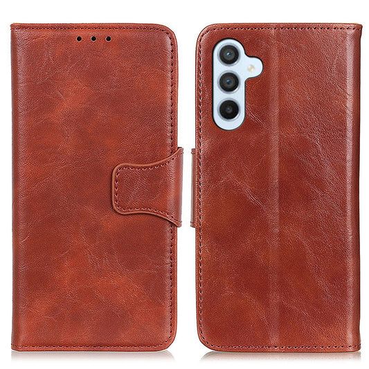 For Samsung Galaxy F34 5G / M34 5G Split Leather Case Crazy Horse Texture Wallet Stand Phone Cover - Brown