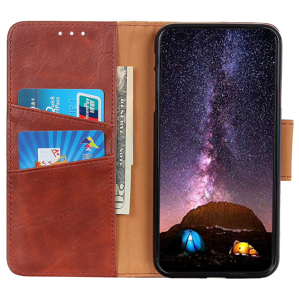 For Samsung Galaxy F34 5G / M34 5G Split Leather Case Crazy Horse Texture Wallet Stand Phone Cover - Brown