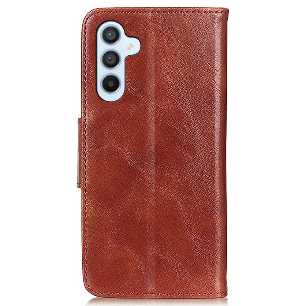 For Samsung Galaxy F34 5G / M34 5G Split Leather Case Crazy Horse Texture Wallet Stand Phone Cover - Brown