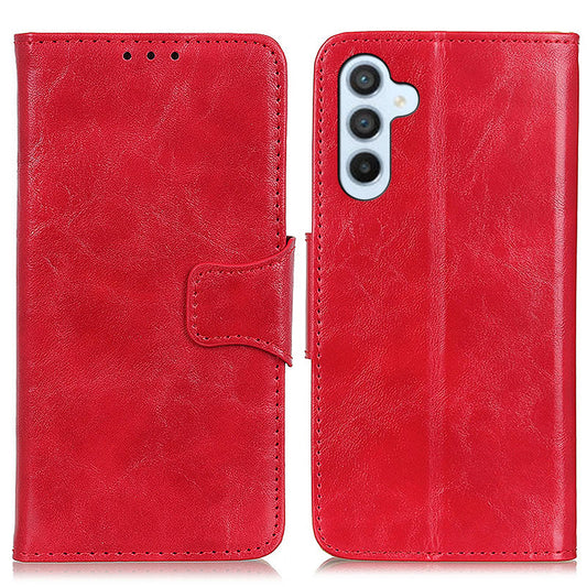 For Samsung Galaxy F34 5G / M34 5G Split Leather Case Crazy Horse Texture Wallet Stand Phone Cover - Red