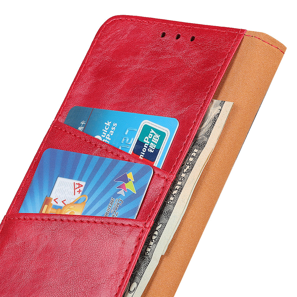 For Samsung Galaxy F34 5G / M34 5G Split Leather Case Crazy Horse Texture Wallet Stand Phone Cover - Red