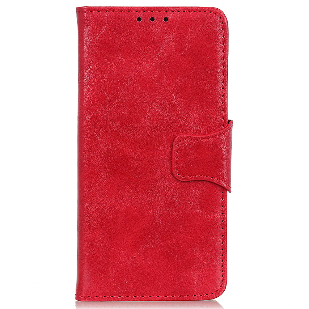 For Samsung Galaxy F34 5G / M34 5G Split Leather Case Crazy Horse Texture Wallet Stand Phone Cover - Red