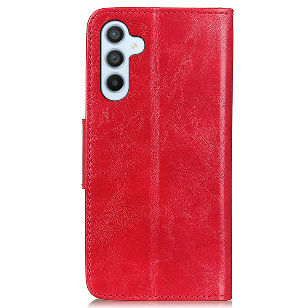 For Samsung Galaxy F34 5G / M34 5G Split Leather Case Crazy Horse Texture Wallet Stand Phone Cover - Red