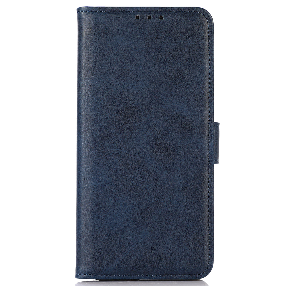 For Samsung Galaxy F34 5G / M34 5G Phone Stand Shell Cowhide Texture Phone Wallet Case PU Leather Cover - Blue