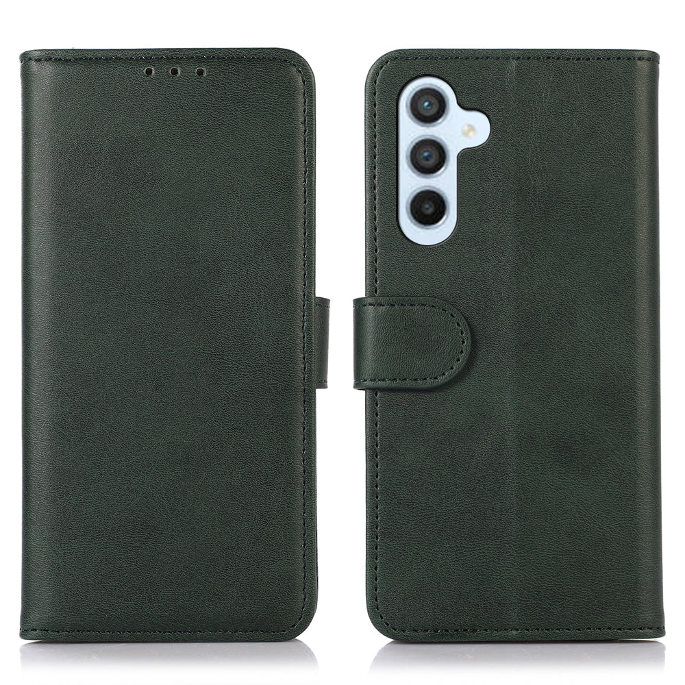 For Samsung Galaxy F34 5G / M34 5G Phone Stand Shell Cowhide Texture Phone Wallet Case PU Leather Cover - Green