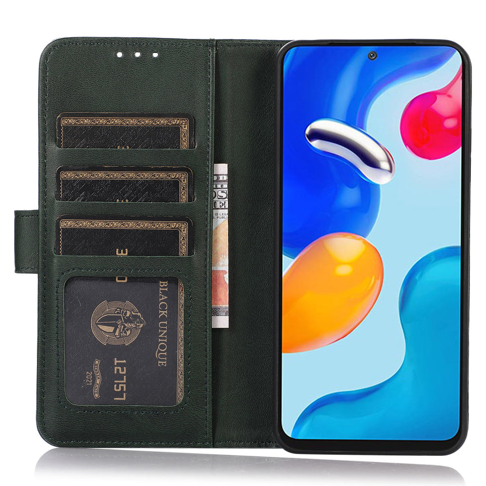 For Samsung Galaxy F34 5G / M34 5G Phone Stand Shell Cowhide Texture Phone Wallet Case PU Leather Cover - Green