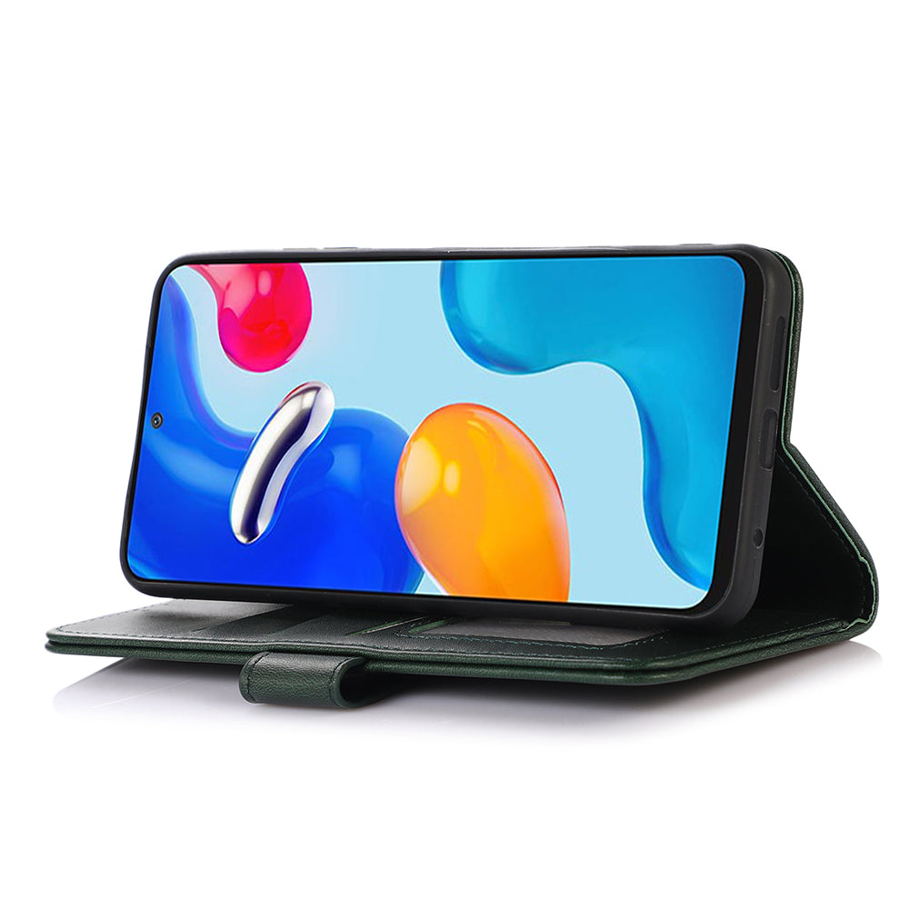For Samsung Galaxy F34 5G / M34 5G Phone Stand Shell Cowhide Texture Phone Wallet Case PU Leather Cover - Green