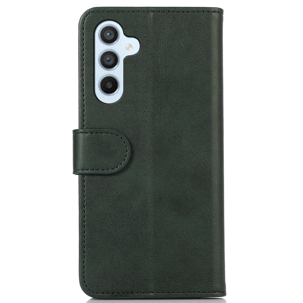 For Samsung Galaxy F34 5G / M34 5G Phone Stand Shell Cowhide Texture Phone Wallet Case PU Leather Cover - Green