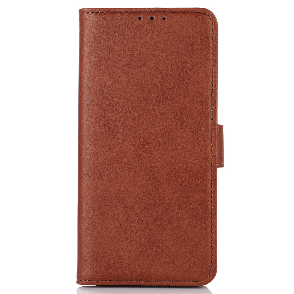 For Samsung Galaxy F34 5G / M34 5G Phone Stand Shell Cowhide Texture Phone Wallet Case PU Leather Cover - Brown