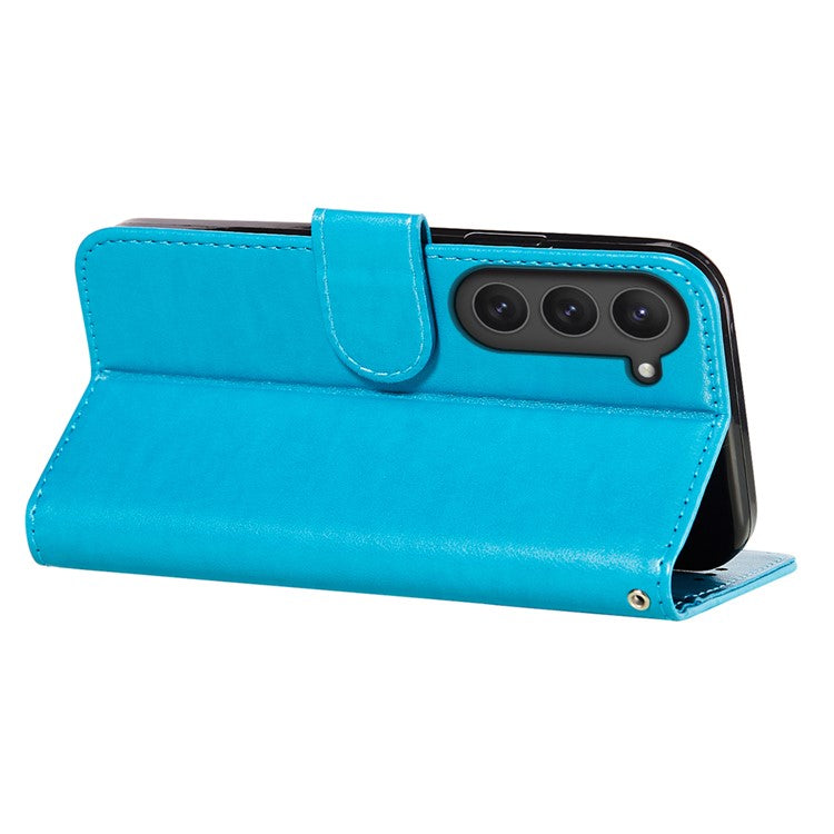 For Samsung Galaxy S23 Stand Flip Cover Magnetic Closure TPU+PU Leather Wallet Phone Case - Blue