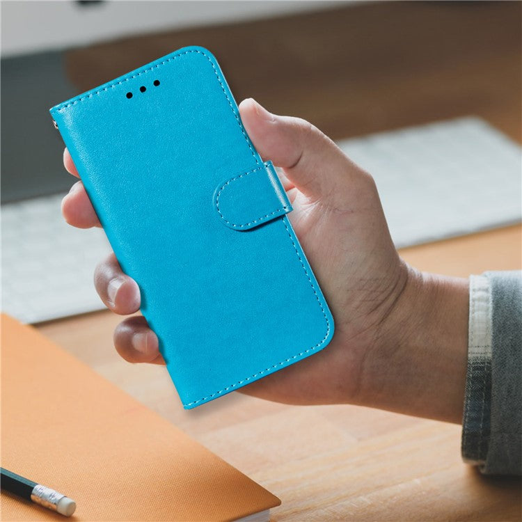 For Samsung Galaxy S23 Stand Flip Cover Magnetic Closure TPU+PU Leather Wallet Phone Case - Blue