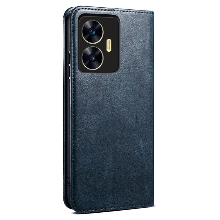 For OnePlus Nord 3 5G / Ace 2V Wallet Case Waxy Crazy Horse Texture Cell Phone Cover Stand PU Leather Phone Shell - Blue