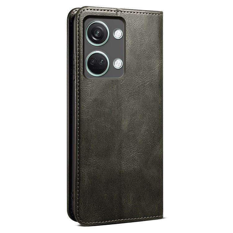 For OnePlus Nord 3 5G / Ace 2V Wallet Case Waxy Crazy Horse Texture Cell Phone Cover Stand PU Leather Phone Shell - Green