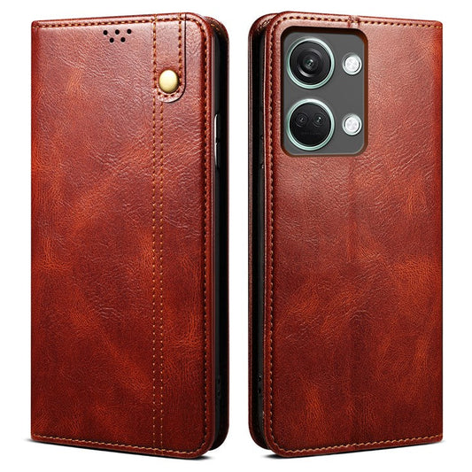 For OnePlus Nord 3 5G / Ace 2V Wallet Case Waxy Crazy Horse Texture Cell Phone Cover Stand PU Leather Phone Shell - Brown