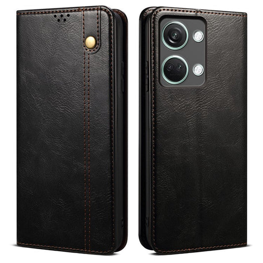 For OnePlus Nord 3 5G / Ace 2V Wallet Case Waxy Crazy Horse Texture Cell Phone Cover Stand PU Leather Phone Shell - Black