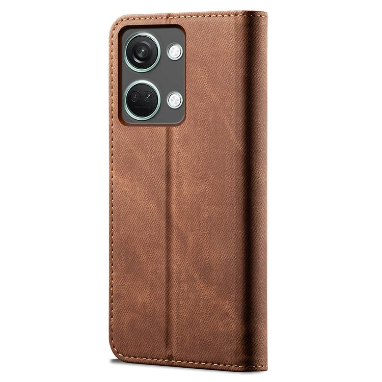For OnePlus Ace 2V / Nord 3 5G Jeans Cloth Texture Wallet Phone Case PU Leather Stand Cover - Coffee