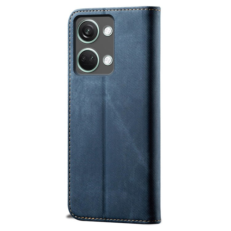 For OnePlus Ace 2V / Nord 3 5G Jeans Cloth Texture Wallet Phone Case PU Leather Stand Cover - Blue