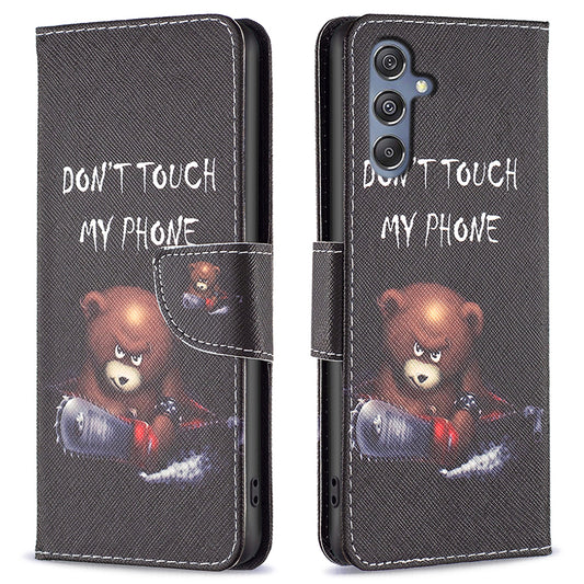 For Samsung Galaxy F34 5G / M34 5G PU Leather Pattern Printing Phone Case Wallet Stand Anti-drop Cover - Bear