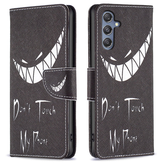 For Samsung Galaxy F34 5G / M34 5G PU Leather Pattern Printing Phone Case Wallet Stand Anti-drop Cover - Don't Touch My Phone