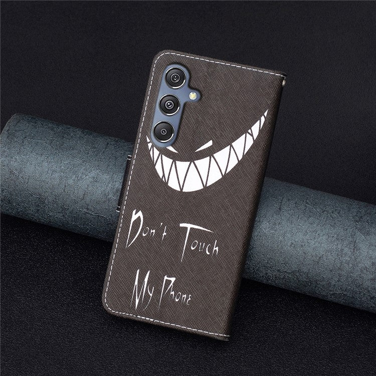 For Samsung Galaxy F34 5G / M34 5G PU Leather Pattern Printing Phone Case Wallet Stand Anti-drop Cover - Don't Touch My Phone