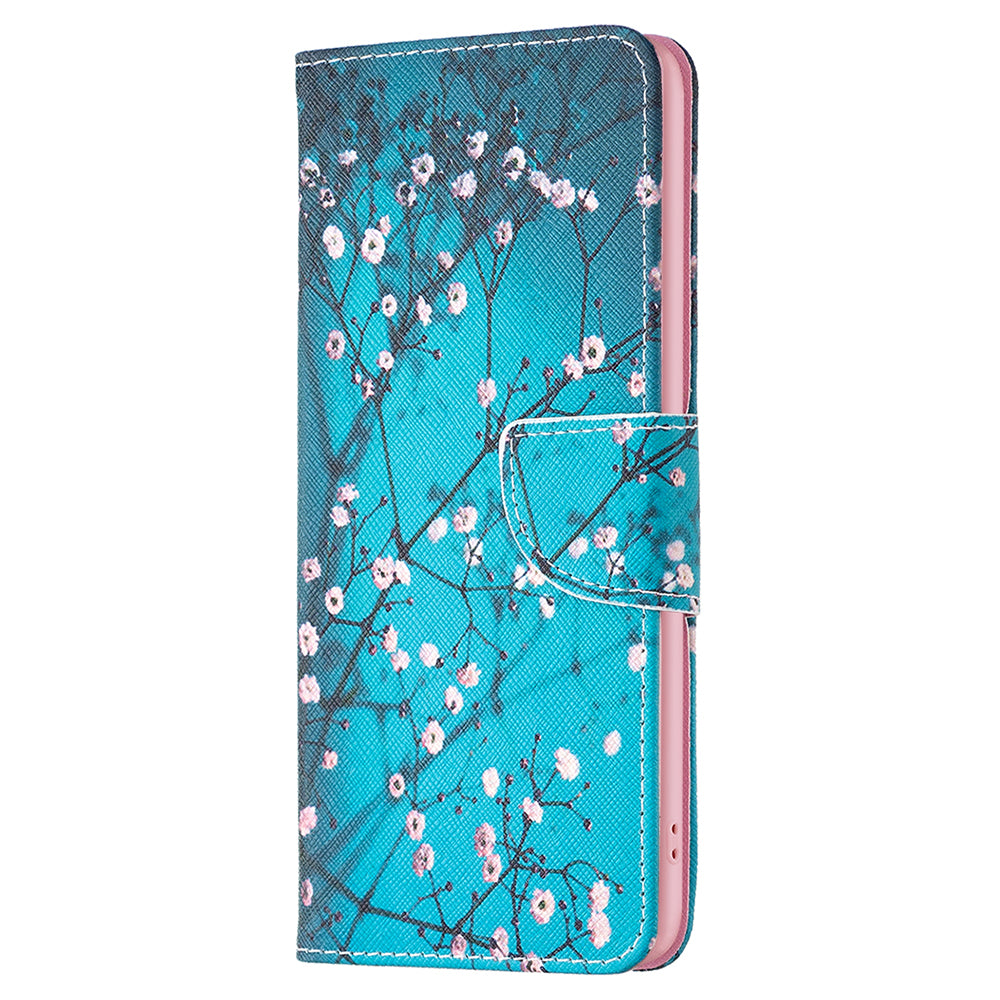 For Samsung Galaxy F34 5G / M34 5G PU Leather Pattern Printing Phone Case Wallet Stand Anti-drop Cover - Plum Blossom