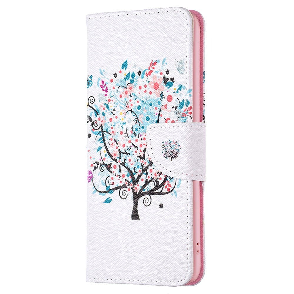 For Samsung Galaxy F34 5G / M34 5G PU Leather Pattern Printing Phone Case Wallet Stand Anti-drop Cover - Flower Tree