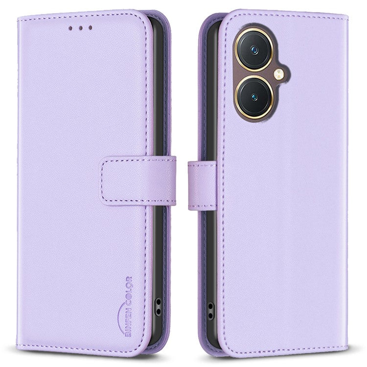 BINFEN COLOR BF17 Leather Cover for vivo Y27 4G , Folio Flip Wallet Stand Full Protection Phone Case - Purple