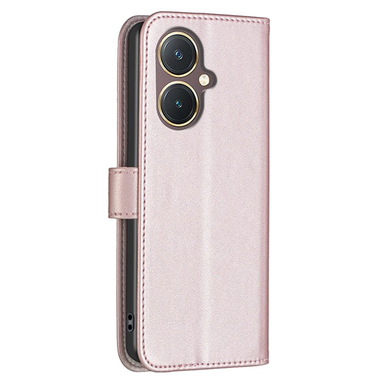 BINFEN COLOR BF17 Leather Cover for vivo Y27 4G , Folio Flip Wallet Stand Full Protection Phone Case - Rose Gold