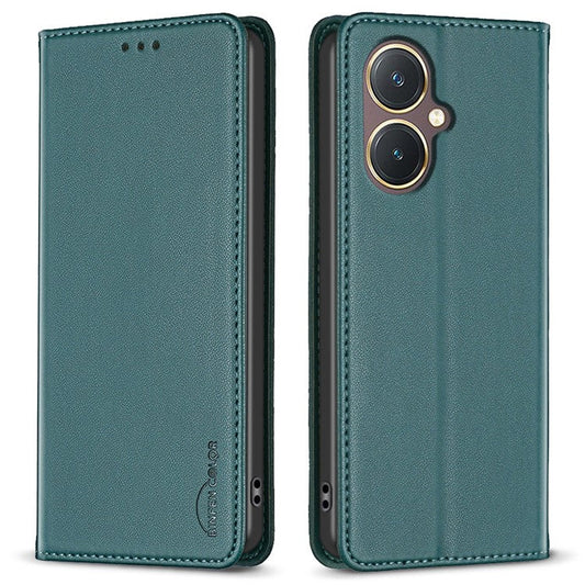 BINFEN COLOR BF18 For vivo Y27 4G Scratch Resistant Leather Phone Case Card Holder Stand Cover - Green
