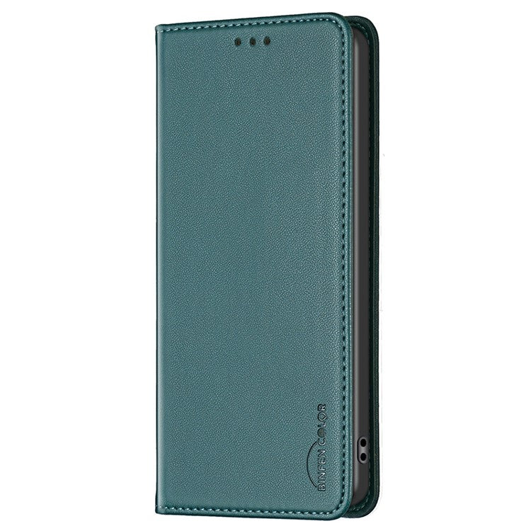 BINFEN COLOR BF18 For vivo Y27 4G Scratch Resistant Leather Phone Case Card Holder Stand Cover - Green