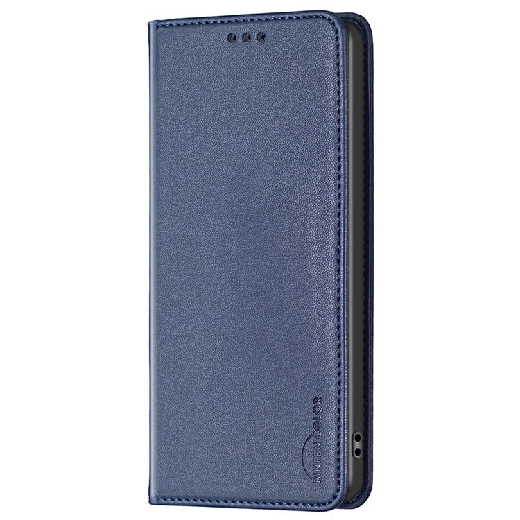 BINFEN COLOR BF18 For vivo Y27 4G Scratch Resistant Leather Phone Case Card Holder Stand Cover - Blue