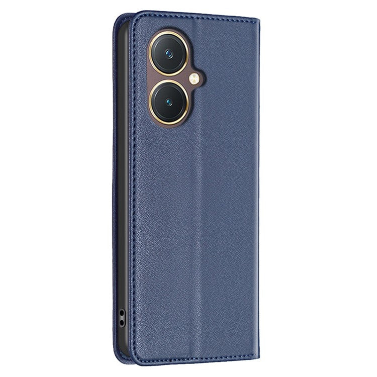 BINFEN COLOR BF18 For vivo Y27 4G Scratch Resistant Leather Phone Case Card Holder Stand Cover - Blue
