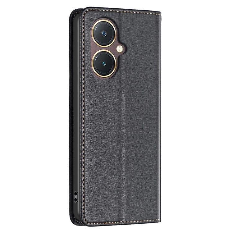 BINFEN COLOR BF18 For vivo Y27 4G Scratch Resistant Leather Phone Case Card Holder Stand Cover - Black