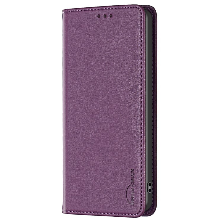 BINFEN COLOR BF18 For vivo Y27 4G Scratch Resistant Leather Phone Case Card Holder Stand Cover - Dark Purple