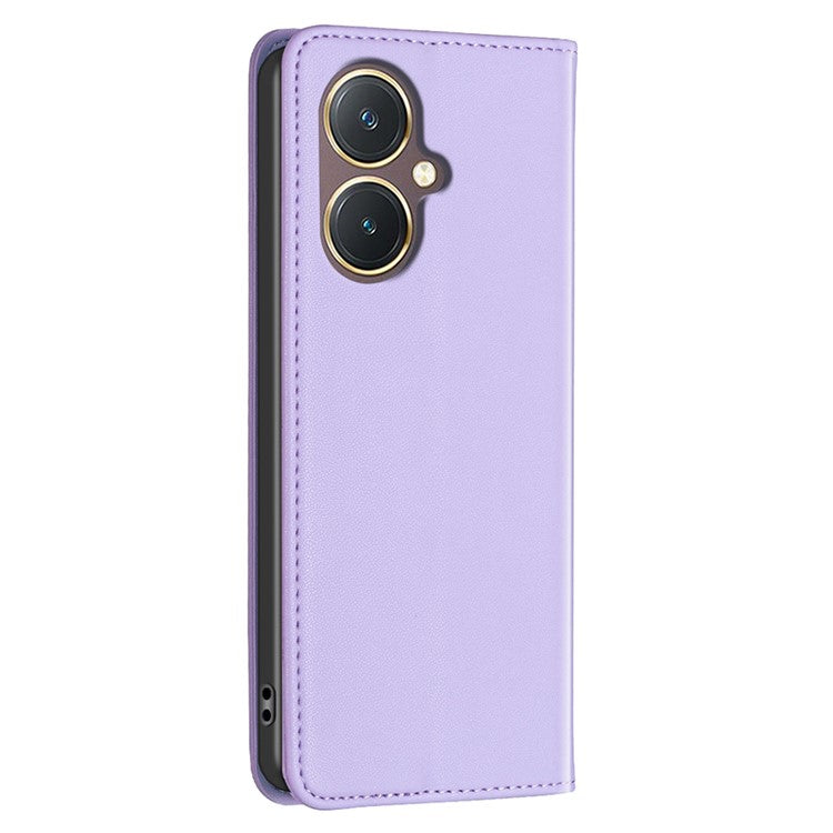 BINFEN COLOR BF18 For vivo Y27 4G Scratch Resistant Leather Phone Case Card Holder Stand Cover - Purple