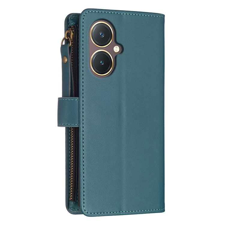 BF Style-19 for vivo Y27 4G Zipper Pocket Wallet Case Flip PU Leather Stand Phone Cover - Green
