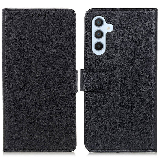 For Samsung Galaxy F34 5G / M34 5G Stand Phone Cover Textured PU Leather Phone Wallet Case - Black