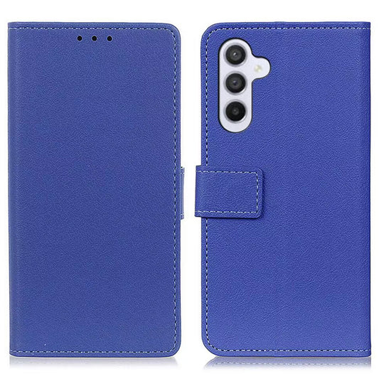 For Samsung Galaxy F34 5G / M34 5G Stand Phone Cover Textured PU Leather Phone Wallet Case - Blue