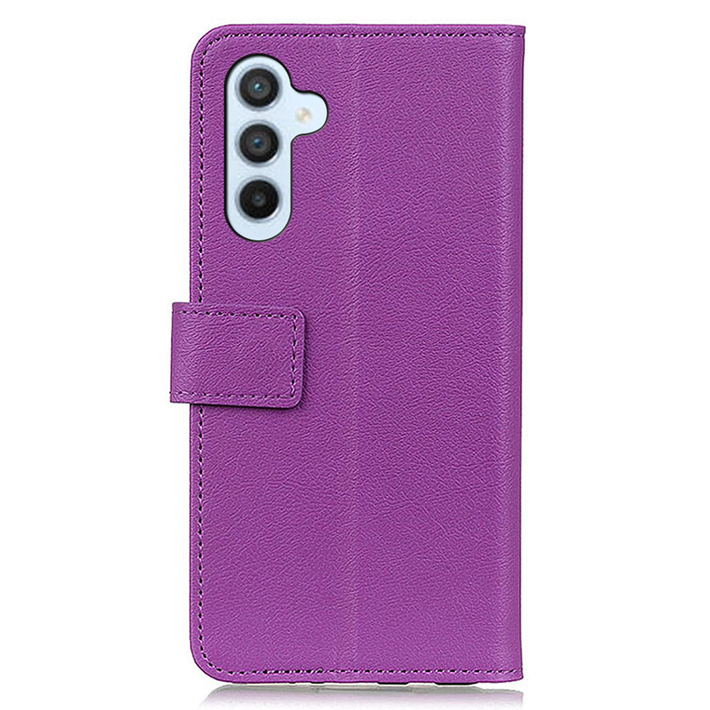 For Samsung Galaxy F34 5G / M34 5G Stand Phone Cover Textured PU Leather Phone Wallet Case - Purple