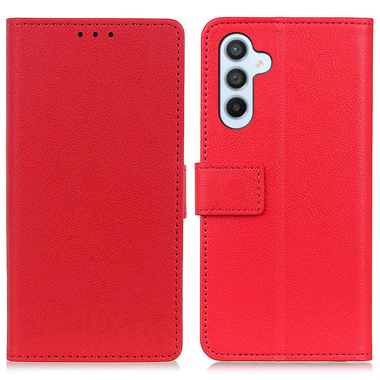 For Samsung Galaxy F34 5G / M34 5G Stand Phone Cover Textured PU Leather Phone Wallet Case - Red
