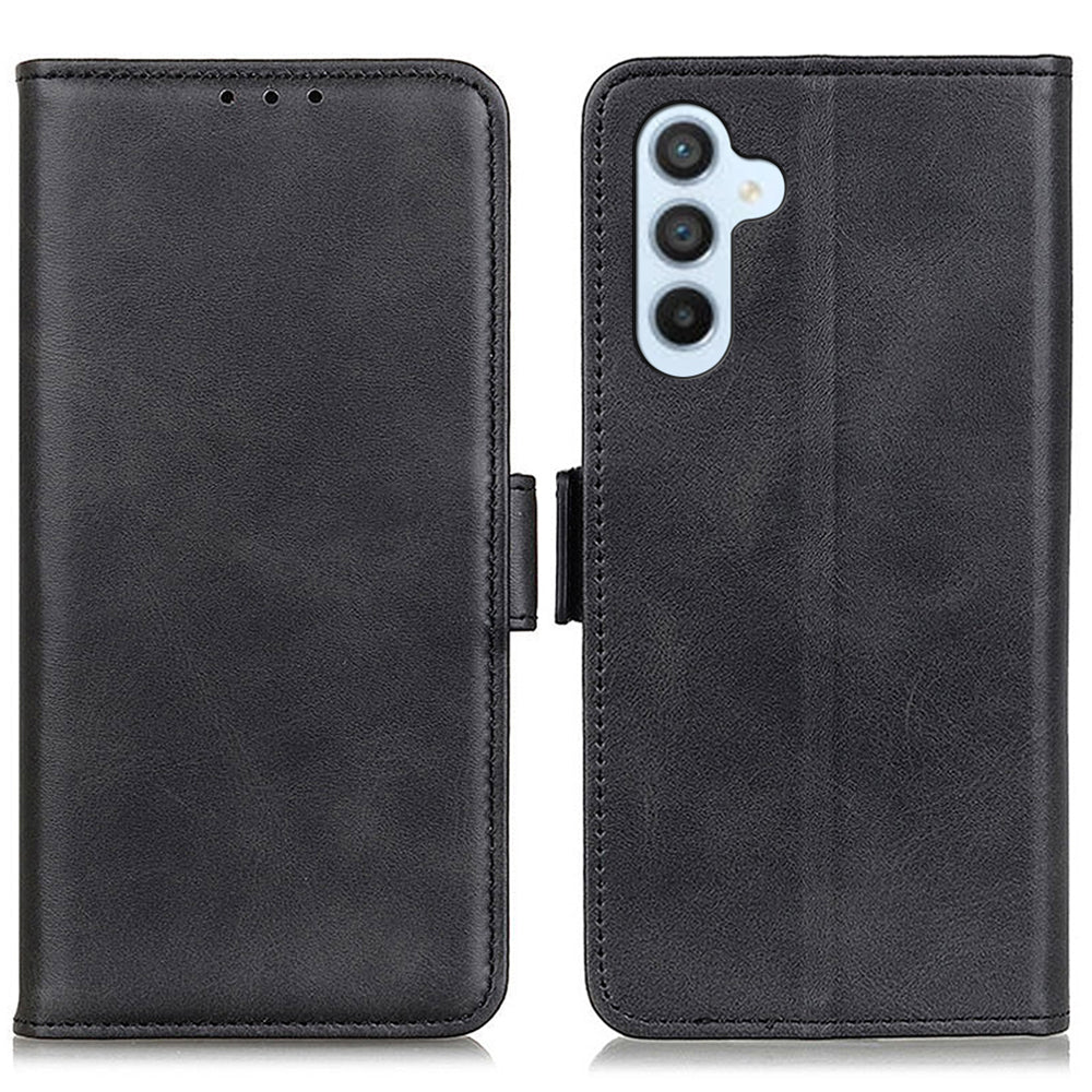 For Samsung Galaxy F34 5G / M34 5G Wallet Phone Case Cowhide Texture PU Leather Cover with Stand - Black