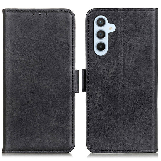For Samsung Galaxy F34 5G / M34 5G Wallet Phone Case Cowhide Texture PU Leather Cover with Stand - Black