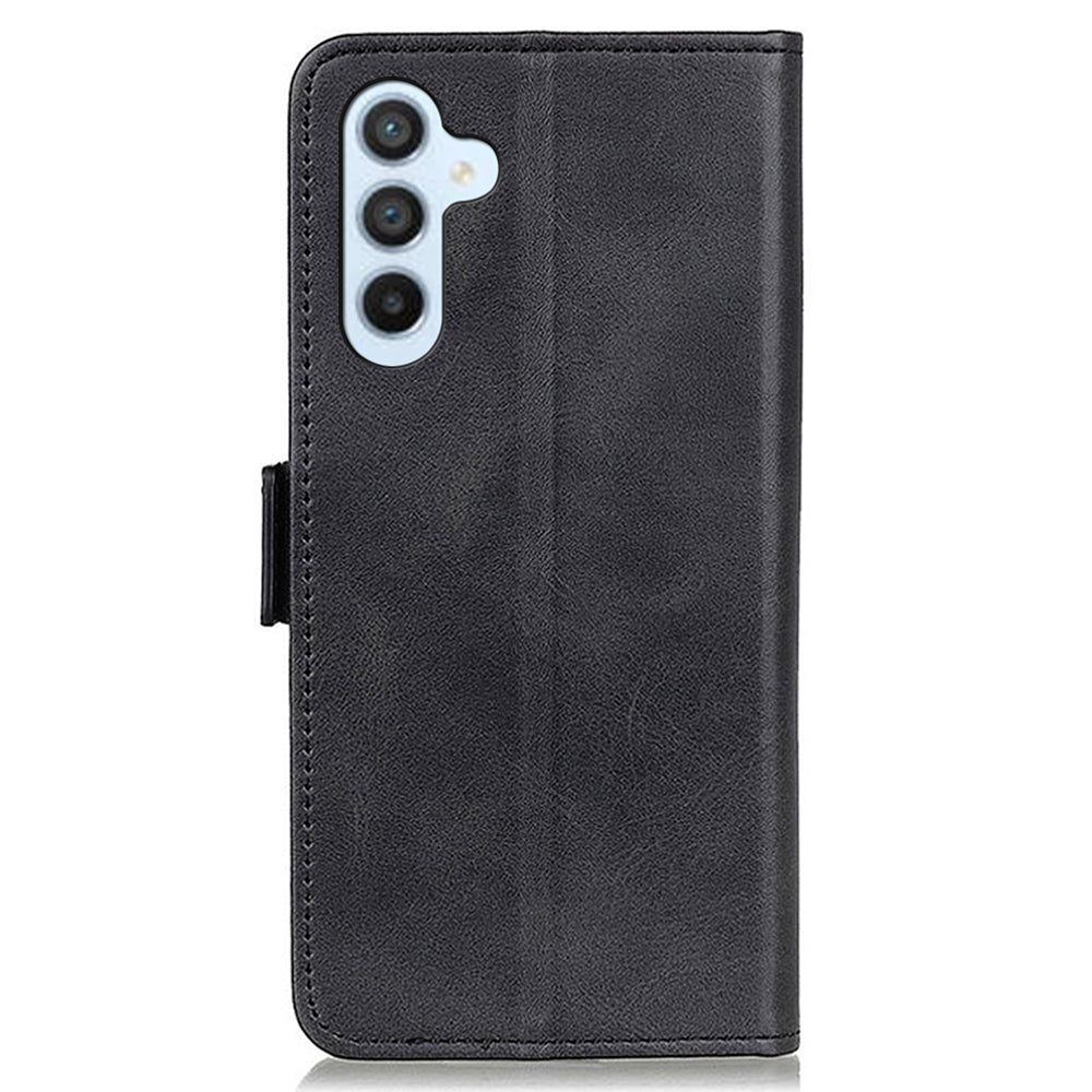 For Samsung Galaxy F34 5G / M34 5G Wallet Phone Case Cowhide Texture PU Leather Cover with Stand - Black