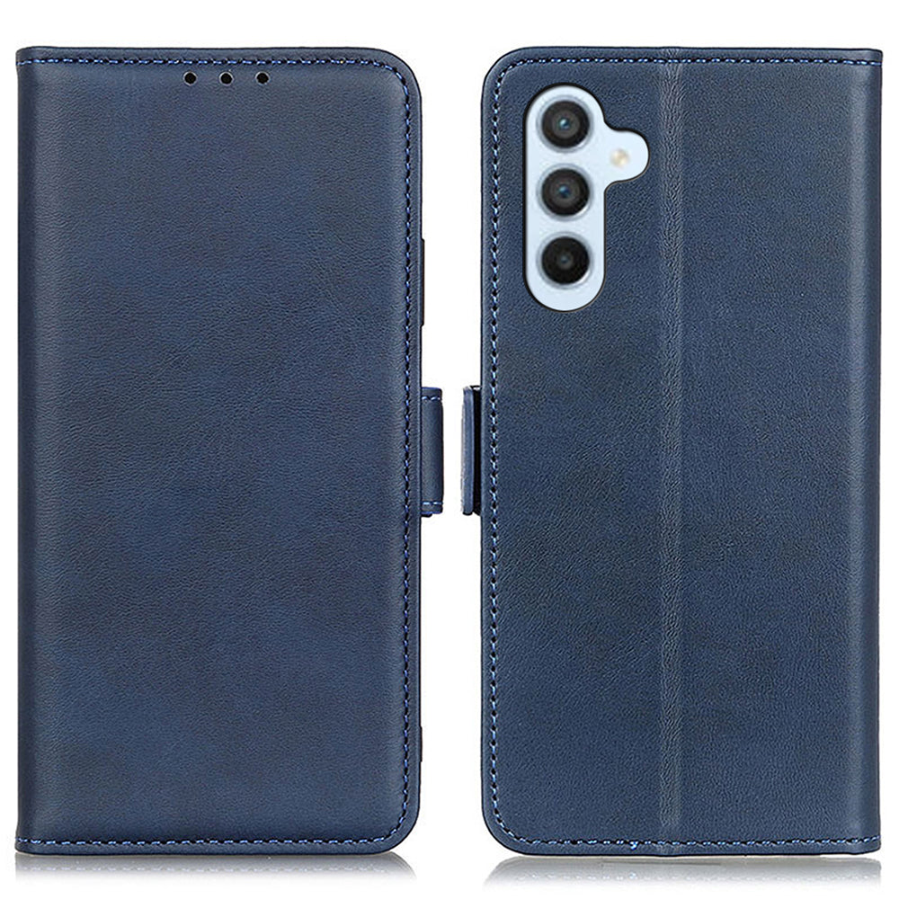 For Samsung Galaxy F34 5G / M34 5G Wallet Phone Case Cowhide Texture PU Leather Cover with Stand - Blue