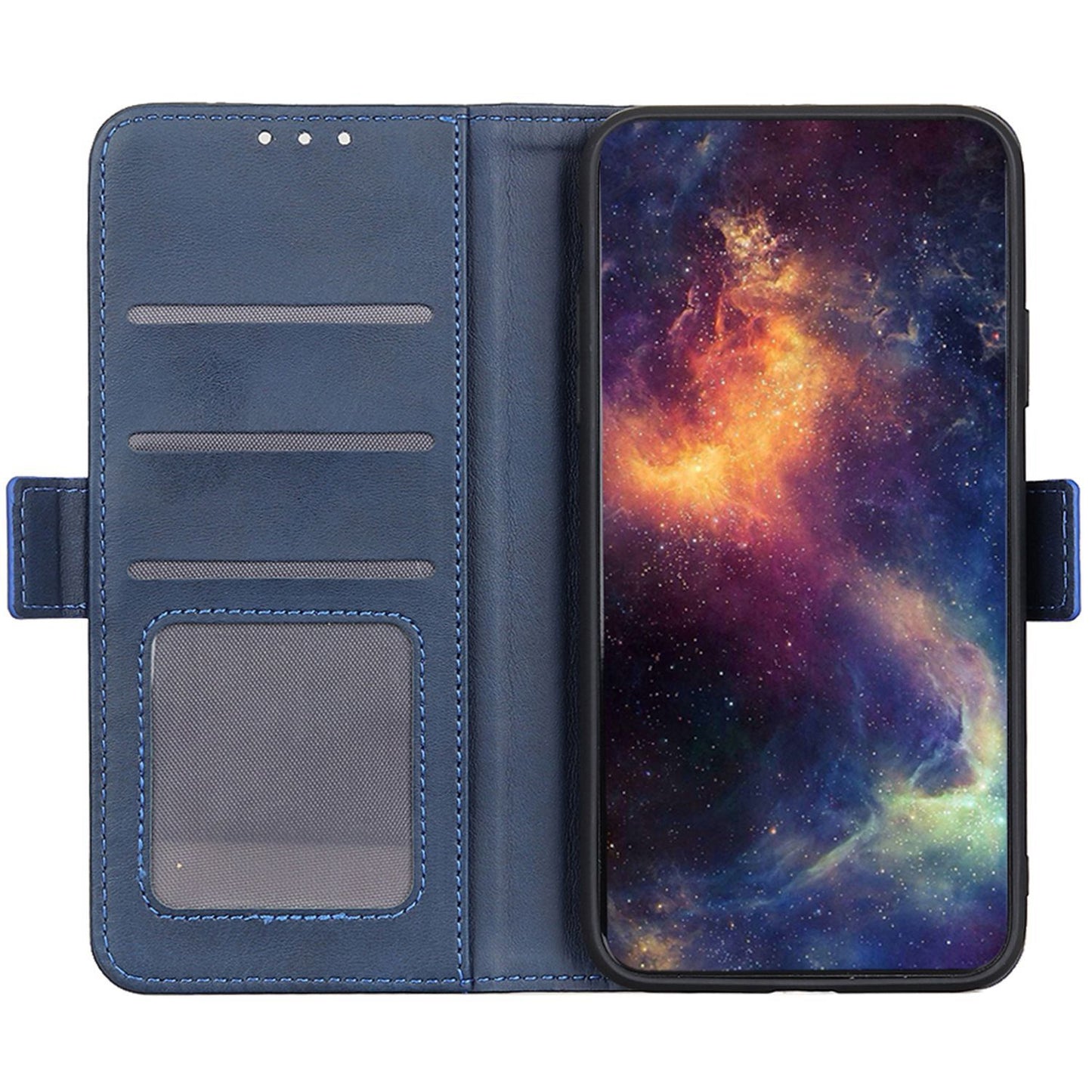 For Samsung Galaxy F34 5G / M34 5G Wallet Phone Case Cowhide Texture PU Leather Cover with Stand - Blue